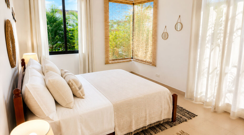 Chambre confortable d’une maison de vacances à La Preneuse, sur la côte ouest de l’île Maurice