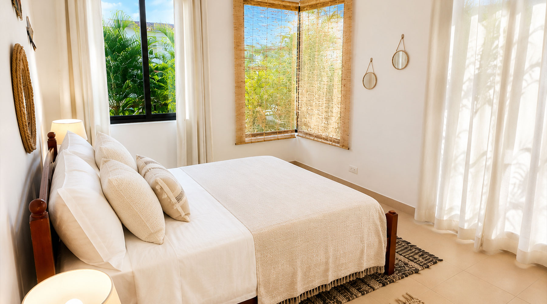 Chambre confortable d’une maison de vacances à La Preneuse, sur la côte ouest de l’île Maurice